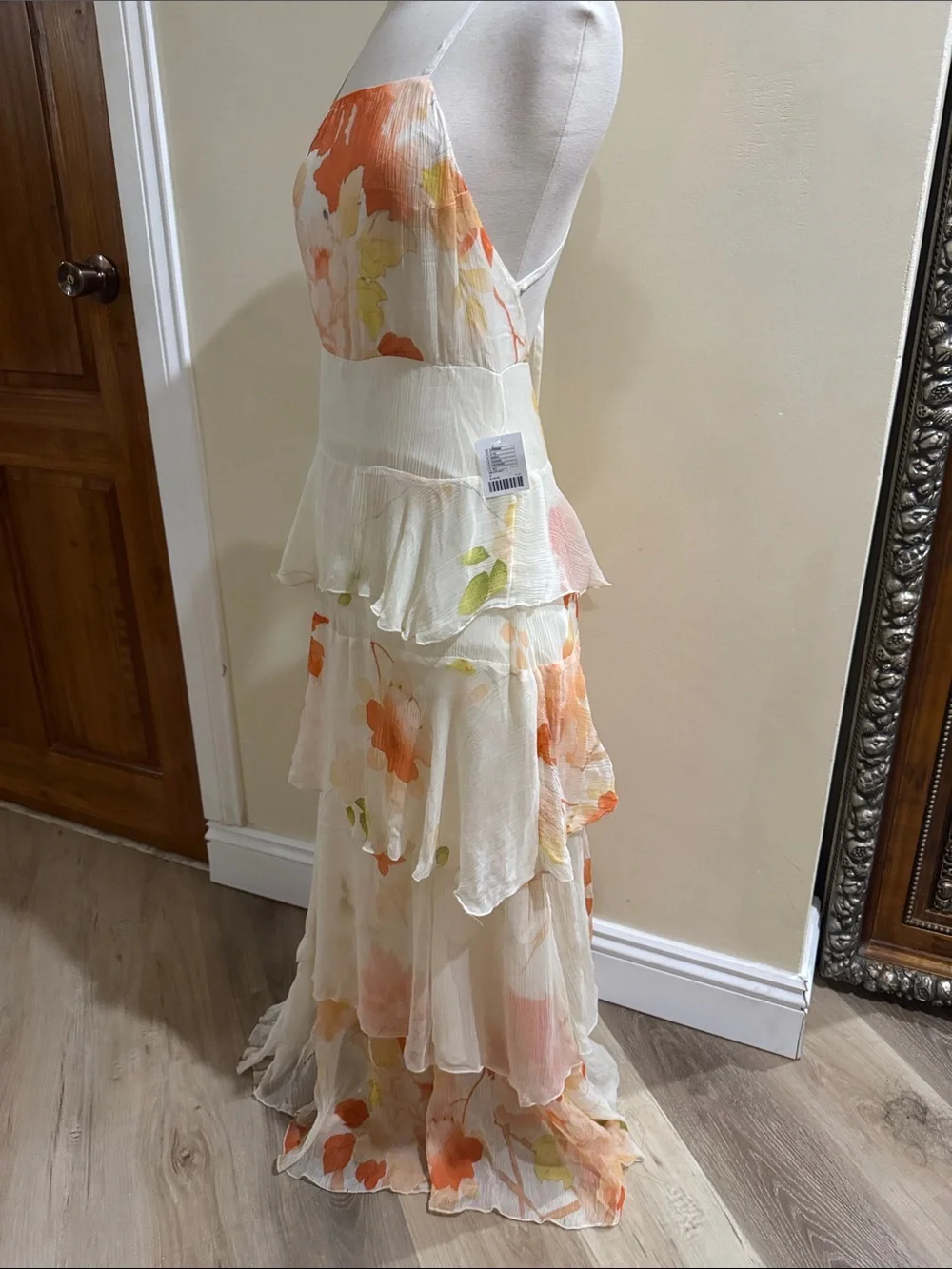 Urban Outfitters Cream Maxi Dress with Orange & Yellow Floral Print - Picture 4 of 6